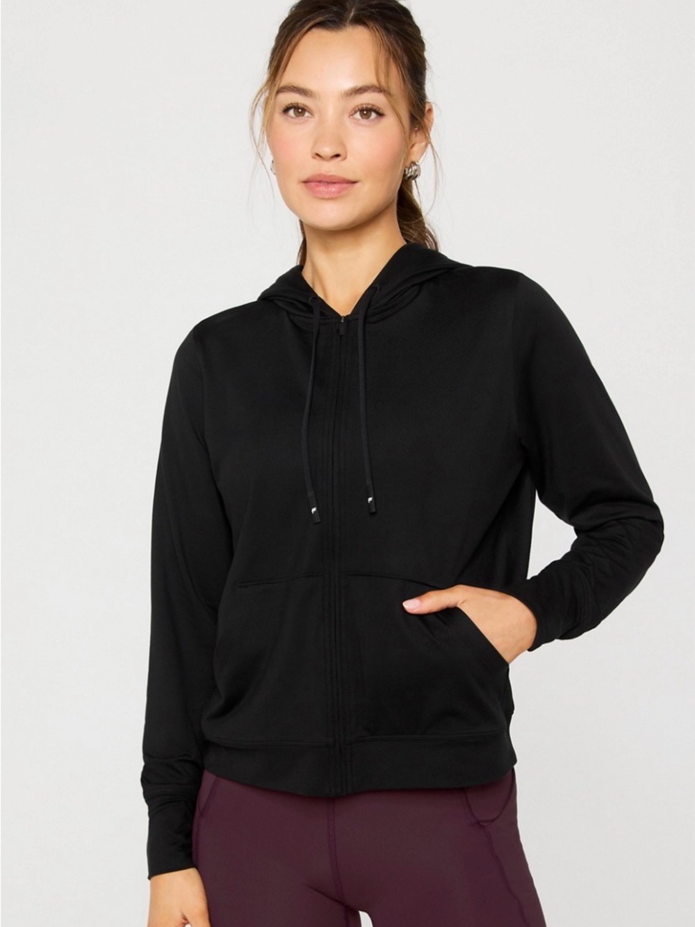 Fabletics Black Zip Hoodie with Drawstring
